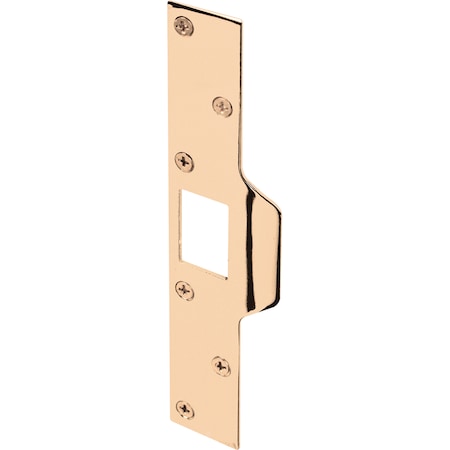 Prime-Line Maximum Security Latch Strike, 1-1/4 in. x 7-7/8 in., Steel, Brass Plated Single Pack U 9426